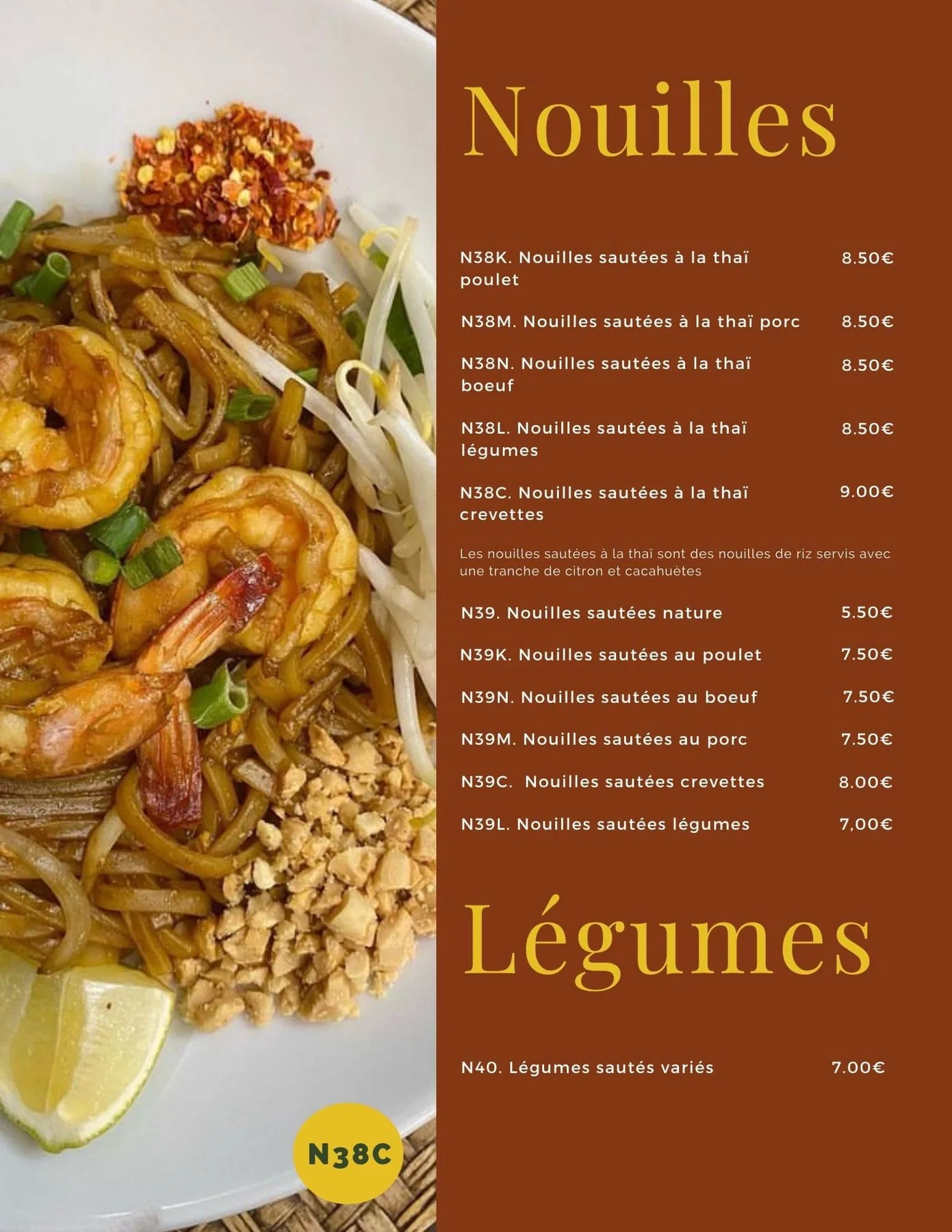 Salades et légumes proposés dans une cuisine thaïlandaise